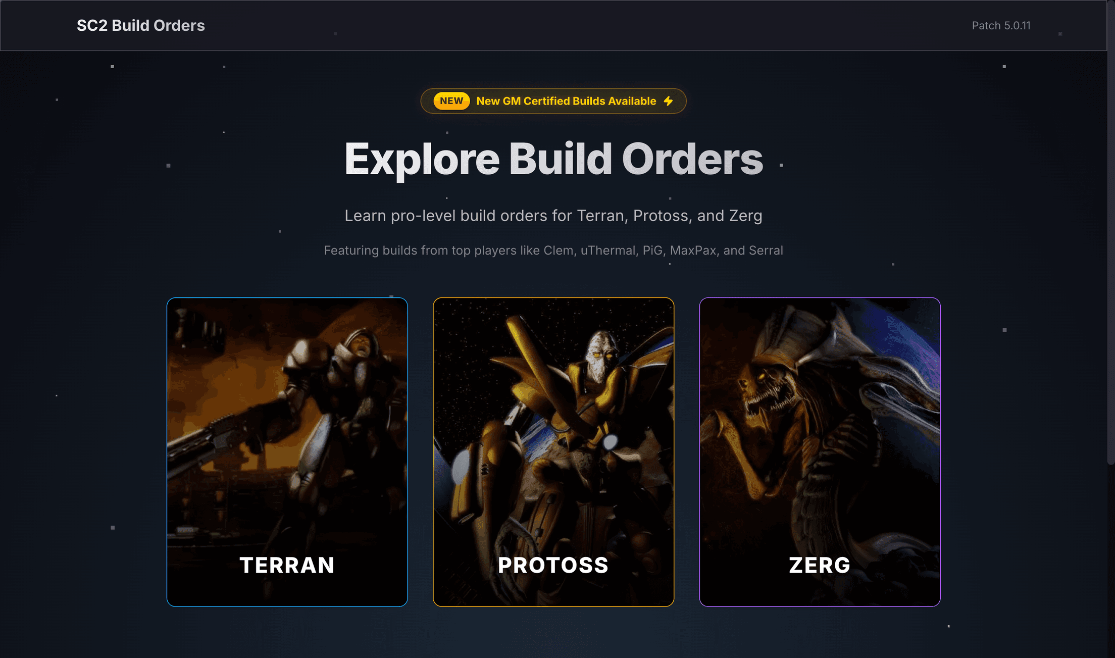 Screenshot of SC2 Build Orders