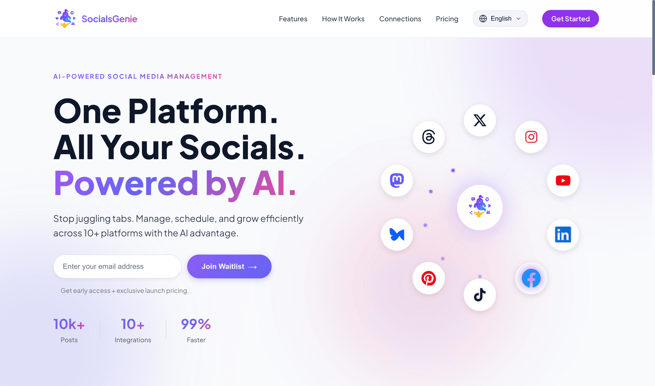 Screenshot of SocialsGenie